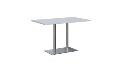 RGT 52 stůl hranatý, noha trubková, nerez, deska 25 mm, široký 1200 mm, bílá